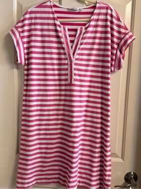 Vineyard Vines Pink and White Striped V-Neck Dress